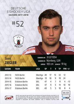2017-18 Playercards (DEL) #DEL-025 Sven Ziegler Back