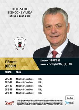 2017-18 Playercards (DEL) #DEL-029 Clement Jodoin Back