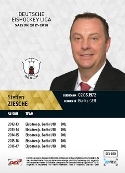 2017-18 Playercards (DEL) #DEL-030 Steffen Ziesche Back