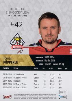 2017-18 Playercards (DEL) #DEL-031 Tomas Popperle Back