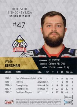 2017-18 Playercards (DEL) #DEL-034 Wade Bergman Back