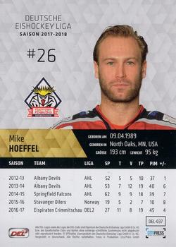 2017-18 Playercards (DEL) #DEL-037 Mike Hoeffel Back