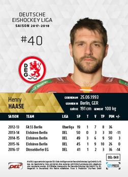 2017-18 Playercards (DEL) #DEL-048 Henry Haase Back