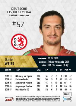 2017-18 Playercards (DEL) #DEL-052 Daniel Weiss Back