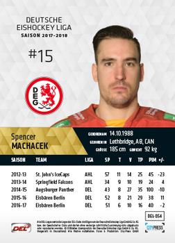 2017-18 Playercards (DEL) #DEL-054 Spencer Machacek Back