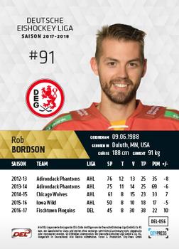 2017-18 Playercards (DEL) #DEL-056 Rob Bordson Back