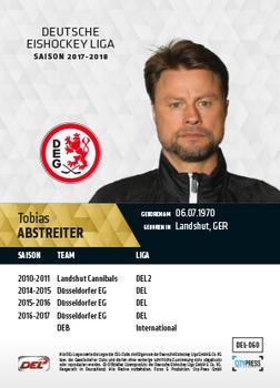 2017-18 Playercards (DEL) #DEL-060 Tobias Abstreiter Back
