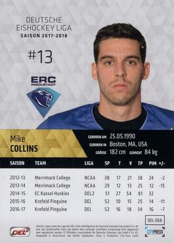 2017-18 Playercards (DEL) #DEL-068 Mike Collins Back