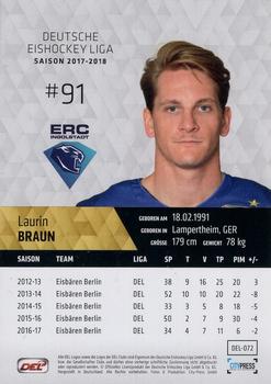 2017-18 Playercards (DEL) #DEL-072 Laurin Braun Back