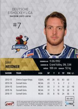 2017-18 Playercards (DEL) #DEL-081 Jake Weidner Back