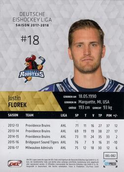 2017-18 Playercards (DEL) #DEL-082 Justin Florek Back