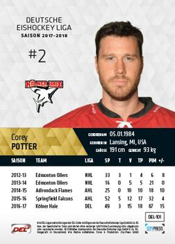 2017-18 Playercards (DEL) #DEL-101 Corey Potter Back