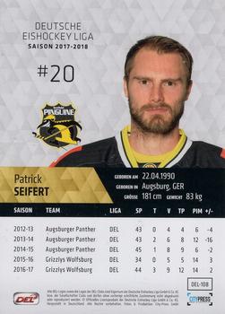 2017-18 Playercards (DEL) #DEL-108 Patrick Seifert Back