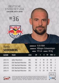 2017-18 Playercards (DEL) #DEL-137 Yannic Seidenberg Back