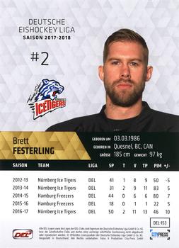 2017-18 Playercards (DEL) #DEL-153 Brett Festerling Back