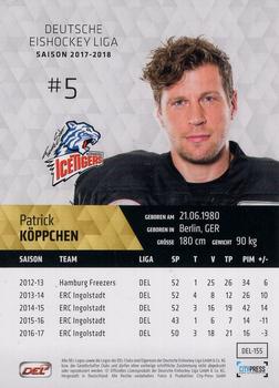 2017-18 Playercards (DEL) #DEL-155 Patrick Koppchen Back