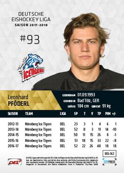 2017-18 Playercards (DEL) #DEL-162 Leonhard Pföderl Back