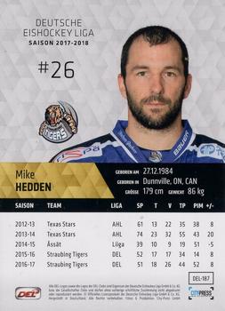 2017-18 Playercards (DEL) #DEL-187 Mike Hedden Back