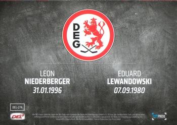2017-18 Playercards (DEL) #DEL-274 Leon Niederberger / Eduard Lewandowski Back