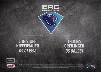 2017-18 Playercards (DEL) #DEL-275 Christoph Kiefersauer / Thomas Greilinger Back