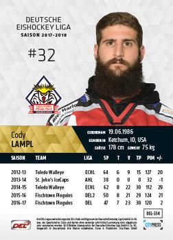 2017-18 Playercards (DEL) #DEL-334 Cody Lampl Back