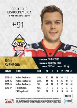 2017-18 Playercards (DEL) #DEL-336 Björn Svensson Back