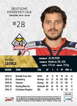 2017-18 Playercards (DEL) #DEL-339 Jordan George Back