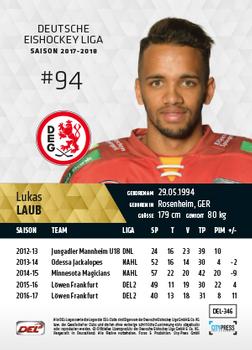 2017-18 Playercards (DEL) #DEL-346 Lukas Laub Back