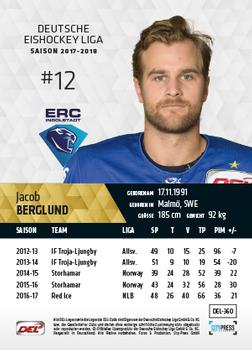 2017-18 Playercards (DEL) #DEL-360 Jacob Berglund Back