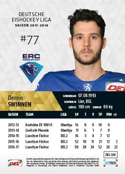 2017-18 Playercards (DEL) #DEL-364 Dennis Swinnen Back