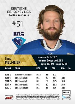 2017-18 Playercards (DEL) #DEL-366 Timo Pielmeier Back