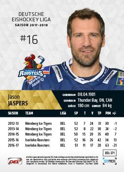2017-18 Playercards (DEL) #DEL-371 Jason Jaspers Back