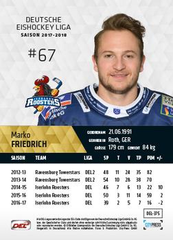 2017-18 Playercards (DEL) #DEL-375 Marko Friedrich Back