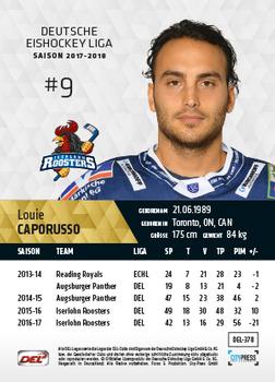 2017-18 Playercards (DEL) #DEL-378 Louie Caporusso Back