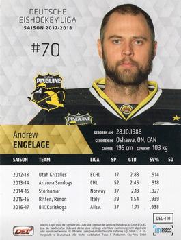 2017-18 Playercards (DEL) #DEL-410 Andrew Engelage Back