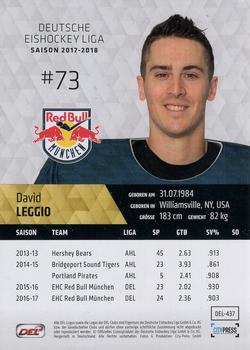 2017-18 Playercards (DEL) #DEL-437 David Leggio Back