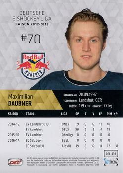 2017-18 Playercards (DEL) #DEL-439 Maximilian Daubner Back