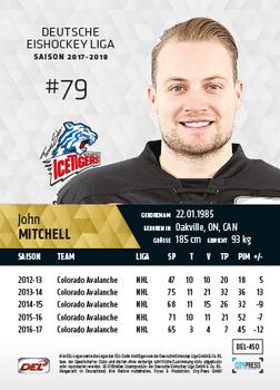 2017-18 Playercards (DEL) #DEL-450 John Mitchell Back
