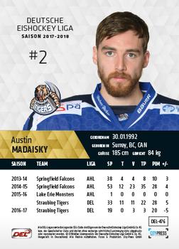 2017-18 Playercards (DEL) #DEL-476 Austin Madaisky Back
