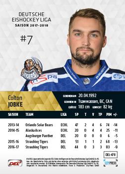 2017-18 Playercards (DEL) #DEL-478 Colton Jobke Back