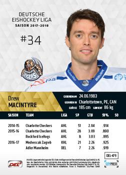 2017-18 Playercards (DEL) #DEL-479 Drew MacIntyre Back