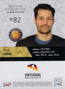 2017-18 Playercards (DEL) #DEL-517 Sinan Akdag Back
