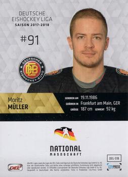 2017-18 Playercards (DEL) #DEL-518 Moritz Muller Back