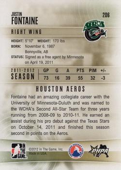 2011-12 In The Game Heroes & Prospects Update #206 Justin Fontaine Back