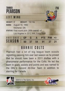 2011-12 In The Game Heroes & Prospects Update #216 Tanner Pearson Back