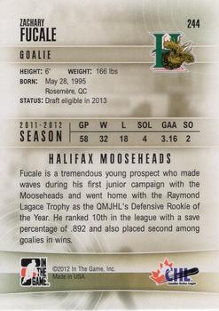 2011-12 In The Game Heroes & Prospects Update #244 Zachary Fucale Back