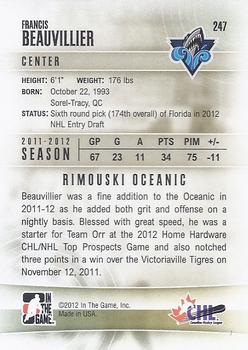 2011-12 In The Game Heroes & Prospects Update #247 Francis Beauvillier Back