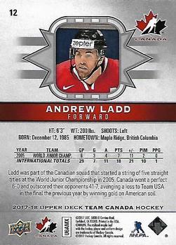 2017-18 Upper Deck Team Canada #12 Andrew Ladd Back