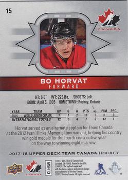 2017-18 Upper Deck Team Canada #15 Bo Horvat Back