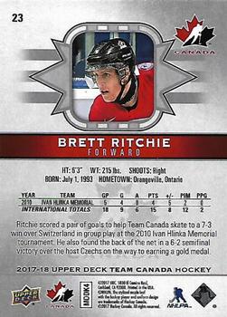 2017-18 Upper Deck Team Canada #23 Brett Ritchie Back
